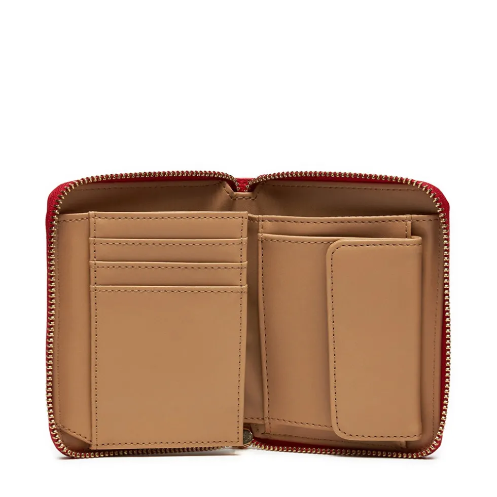 Portafoglio Donna Piccolo Zip Around LOVE MOSCHINO Effetto Goffrato Rosso