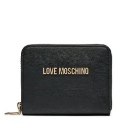 Portafoglio Donna Piccolo Zip Around LOVE MOSCHINO Effetto Goffrato Nero