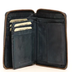 Portafoglio Donna Piccolo Zip Around in Pelle Color Jeans Intrecciata Gianni Conti