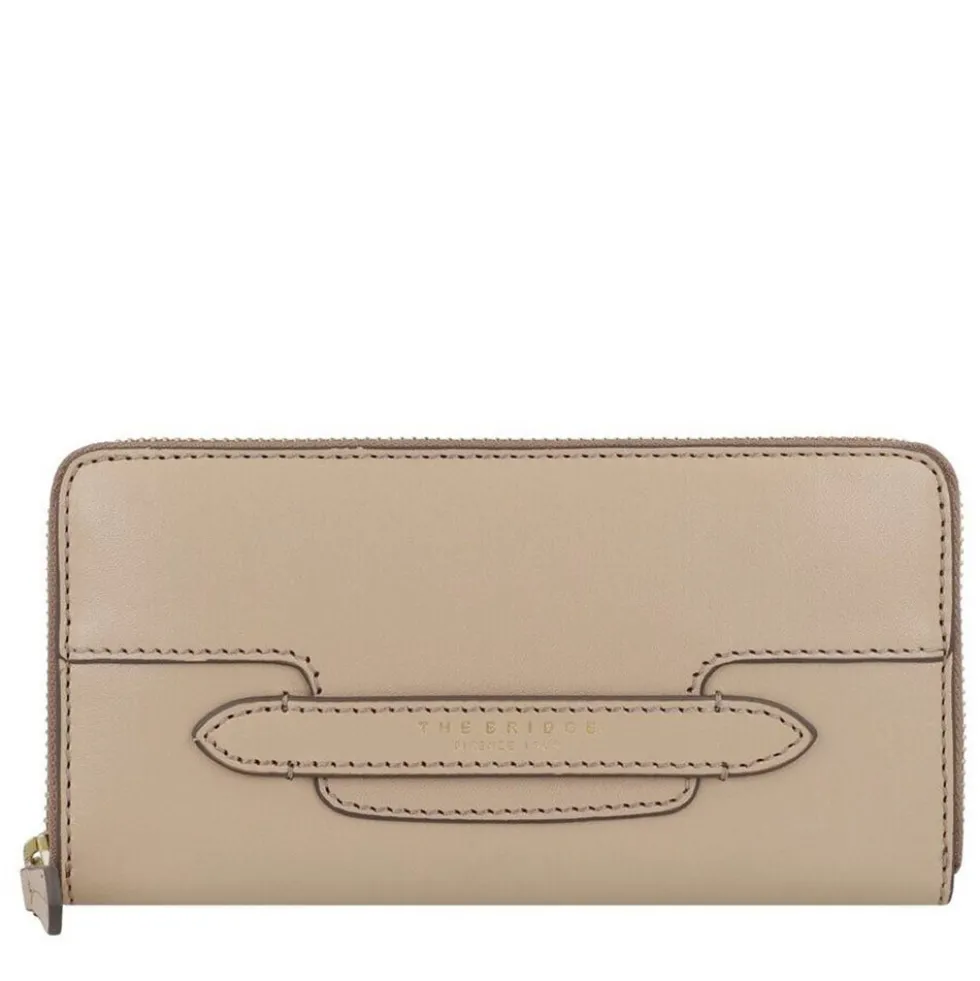 Portafoglio Donna Zip Around THE BRIDGE linea Lucrezia in Pelle color Burro