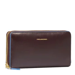 Portafoglio Donna Zip Around PIQUADRO In Pelle Mogano Linea Blue Square - PD3229B2R