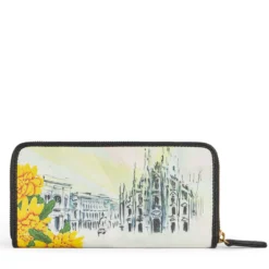 Portafoglio Donna Zip Around BRACCIALINI linea Cartoline stampa Milano