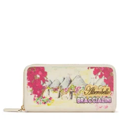 Portafoglio Donna Zip Around BRACCIALINI linea Cartoline stampa Alberobello
