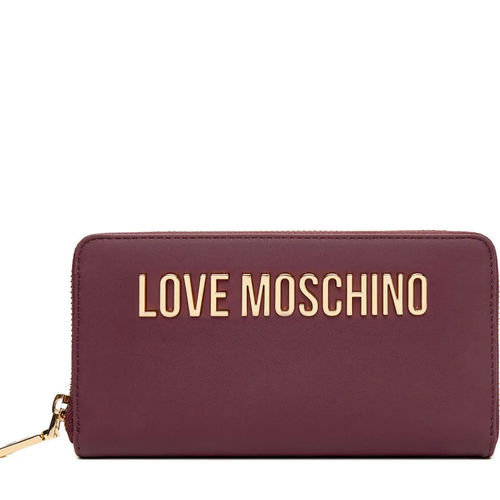 Portafoglio Donna Zip Around LOVE MOSCHINO linea Bold Love color Vino