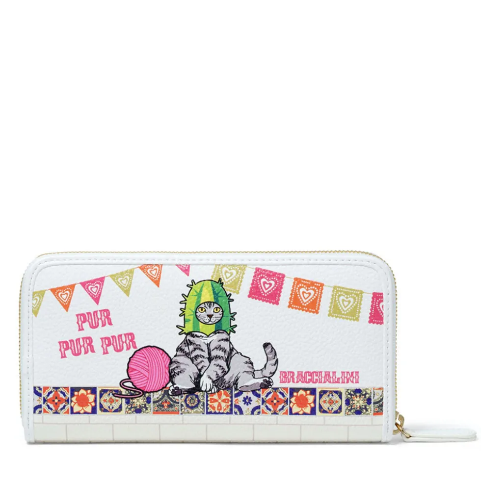 Portafoglio Donna Zip Around BRACCIALINI linea Allround stampa Pets Fiesta
