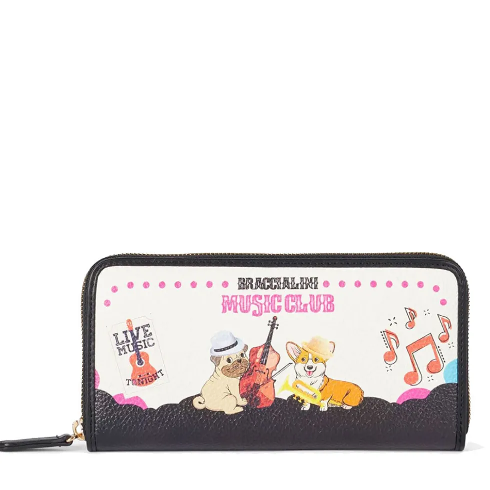 Portafoglio Donna Zip Around BRACCIALINI linea Allround stampa Pets Music Club
