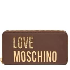Portafoglio Donna Zip Around LOVE MOSCHINO Marrone con Maxi Logo