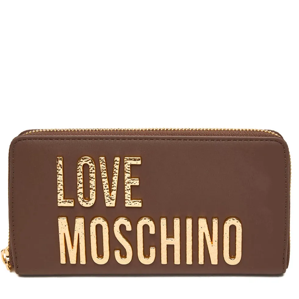 Portafoglio Donna Zip Around LOVE MOSCHINO Marrone con Maxi Logo