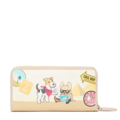 Portafoglio Donna Zip Around BRACCIALINI linea Allround Beige stampa Pets