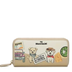 Portafoglio Donna Zip Around BRACCIALINI linea Allround Beige stampa Pets