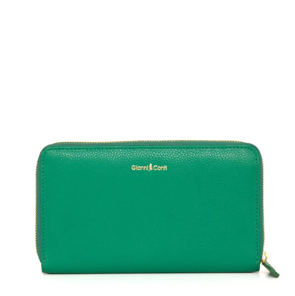 Portafoglio Donna Zip Around GIANNI CONTI linea Oliver in Pelle Verde