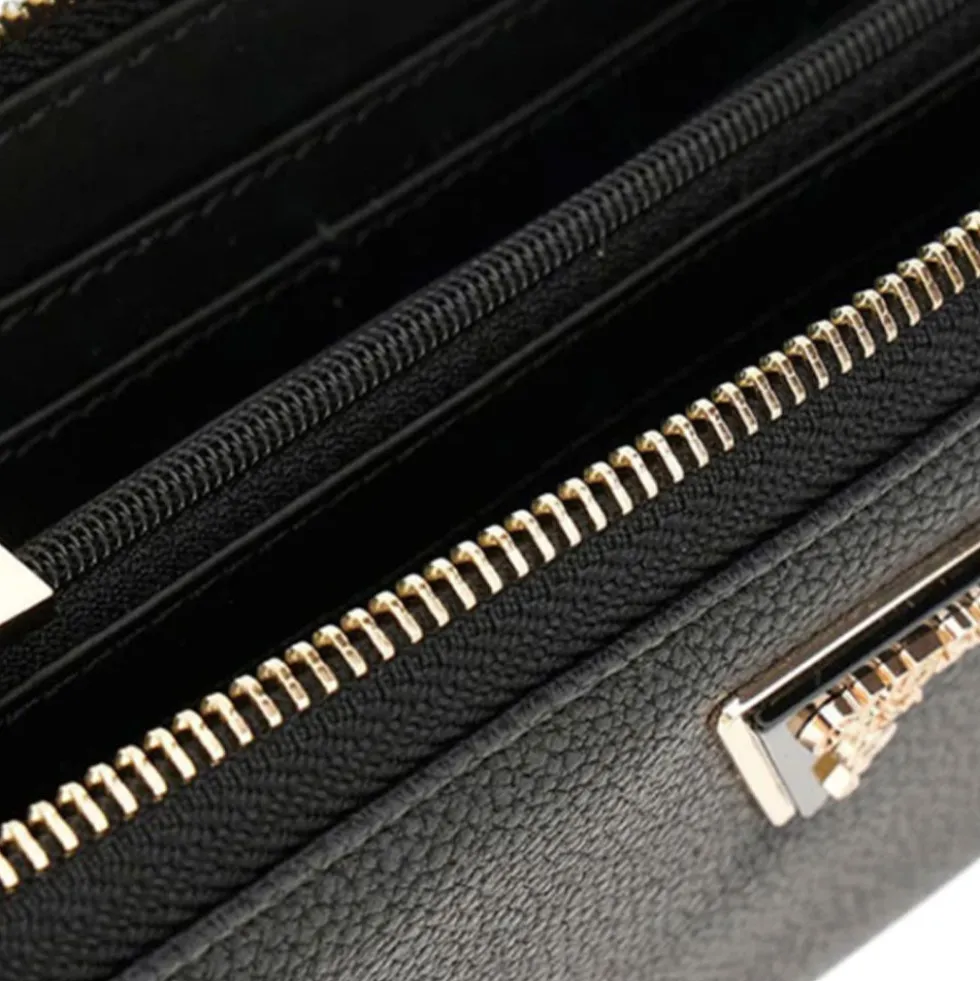 Portafoglio GUESS Chiuso con Zip Linea Laurel colore Nero