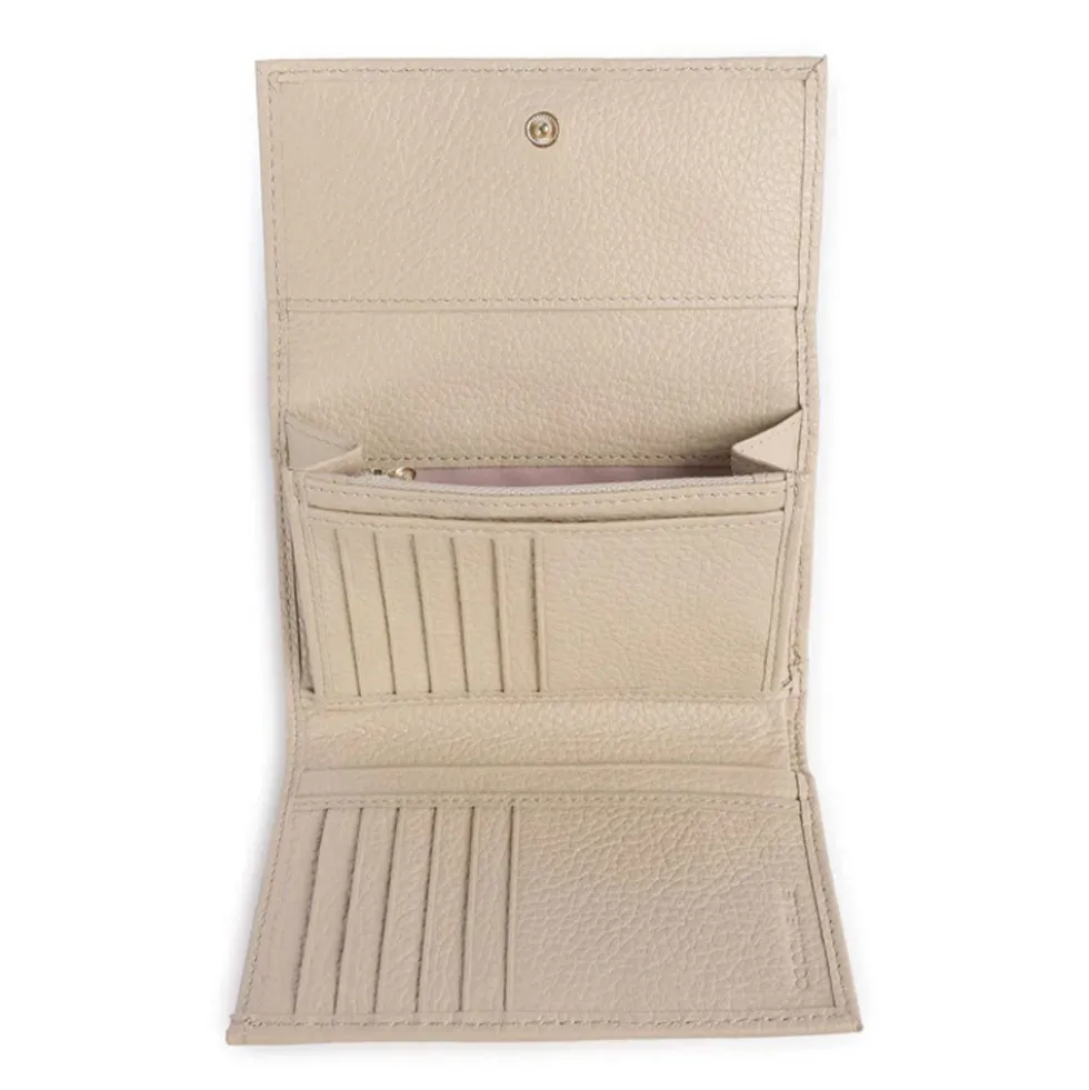 Portafoglio Piccolo COCCINELLE in Pelle Martellata Linea Metallic Soft colore Sandshell