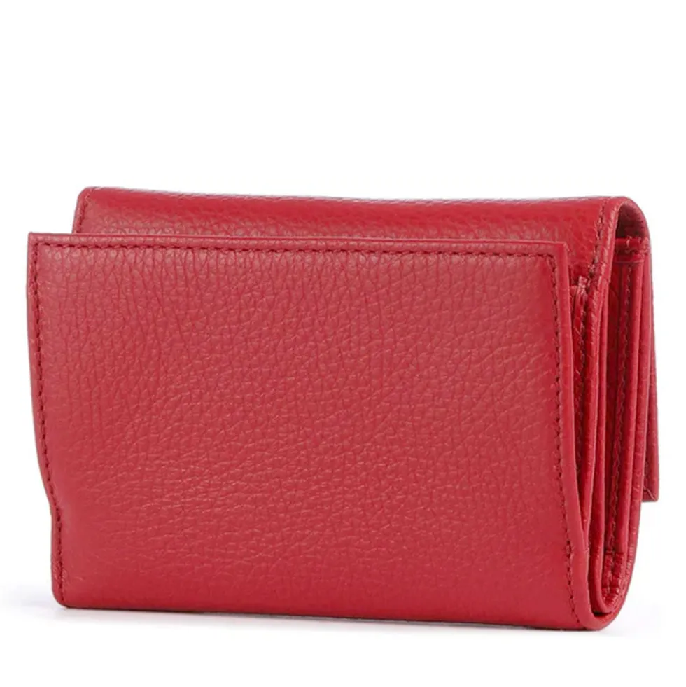 Portafoglio Piccolo COCCINELLE in Pelle Martellata Linea Metallic Soft colore Scarlet