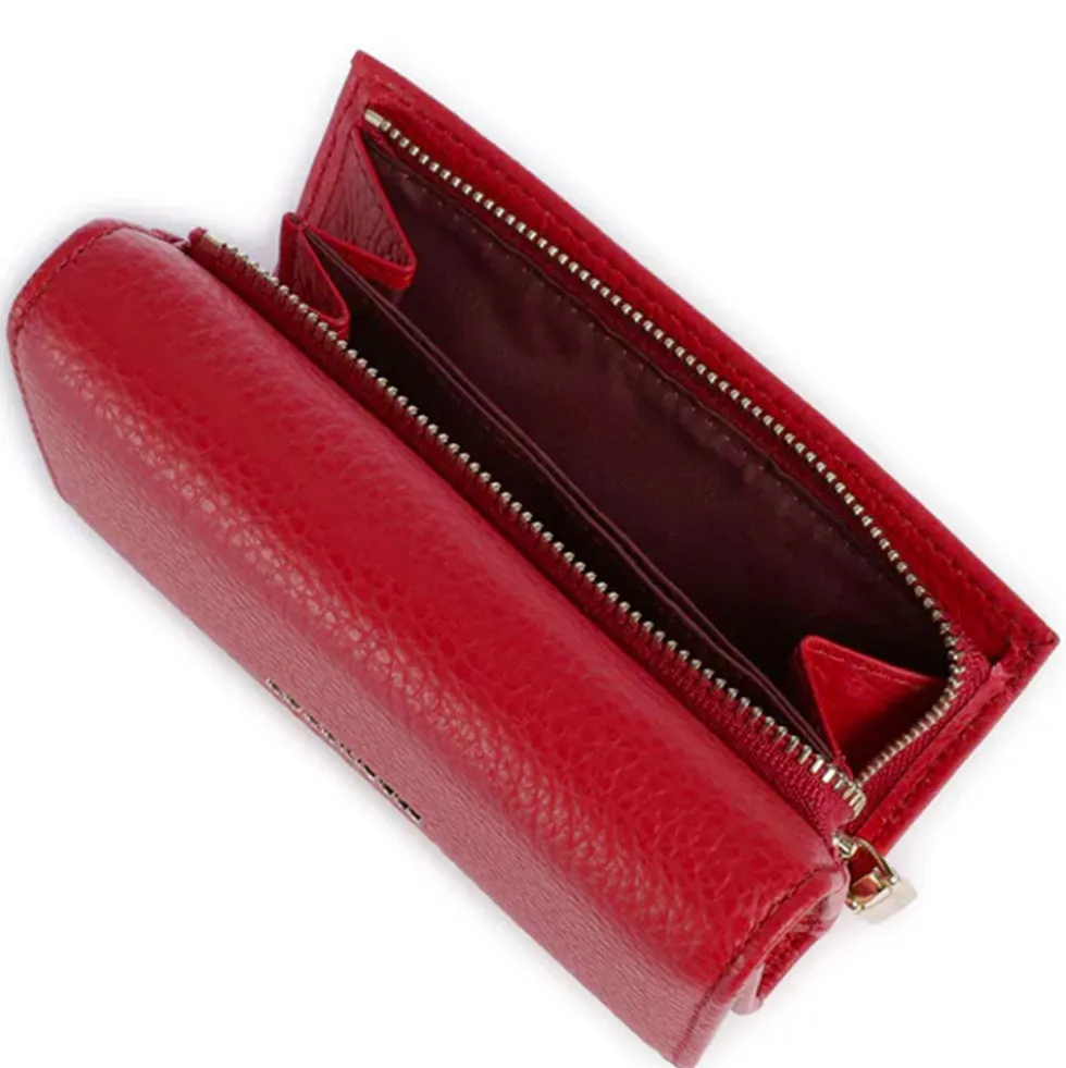 Portafoglio Piccolo COCCINELLE in Pelle Martellata Linea Metallic Soft colore Scarlet