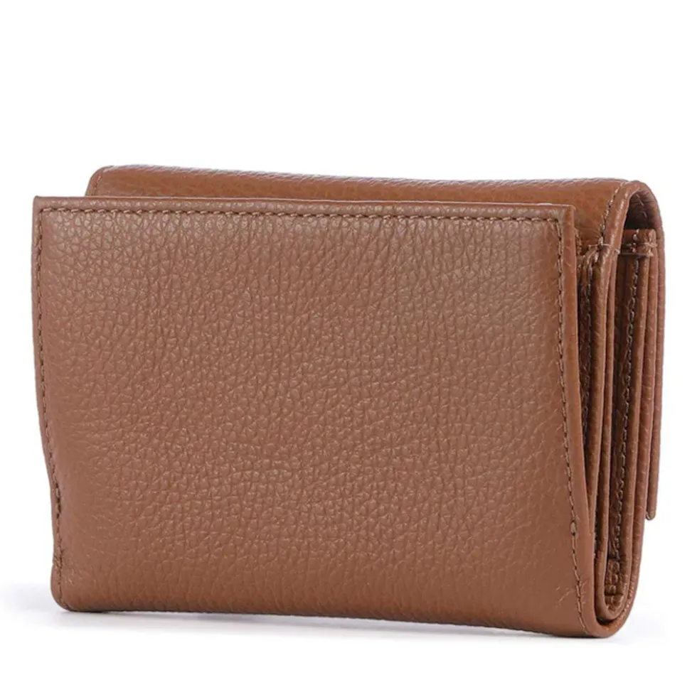 Portafoglio Piccolo COCCINELLE in Pelle Martellata Linea Metallic Soft colore Cognac