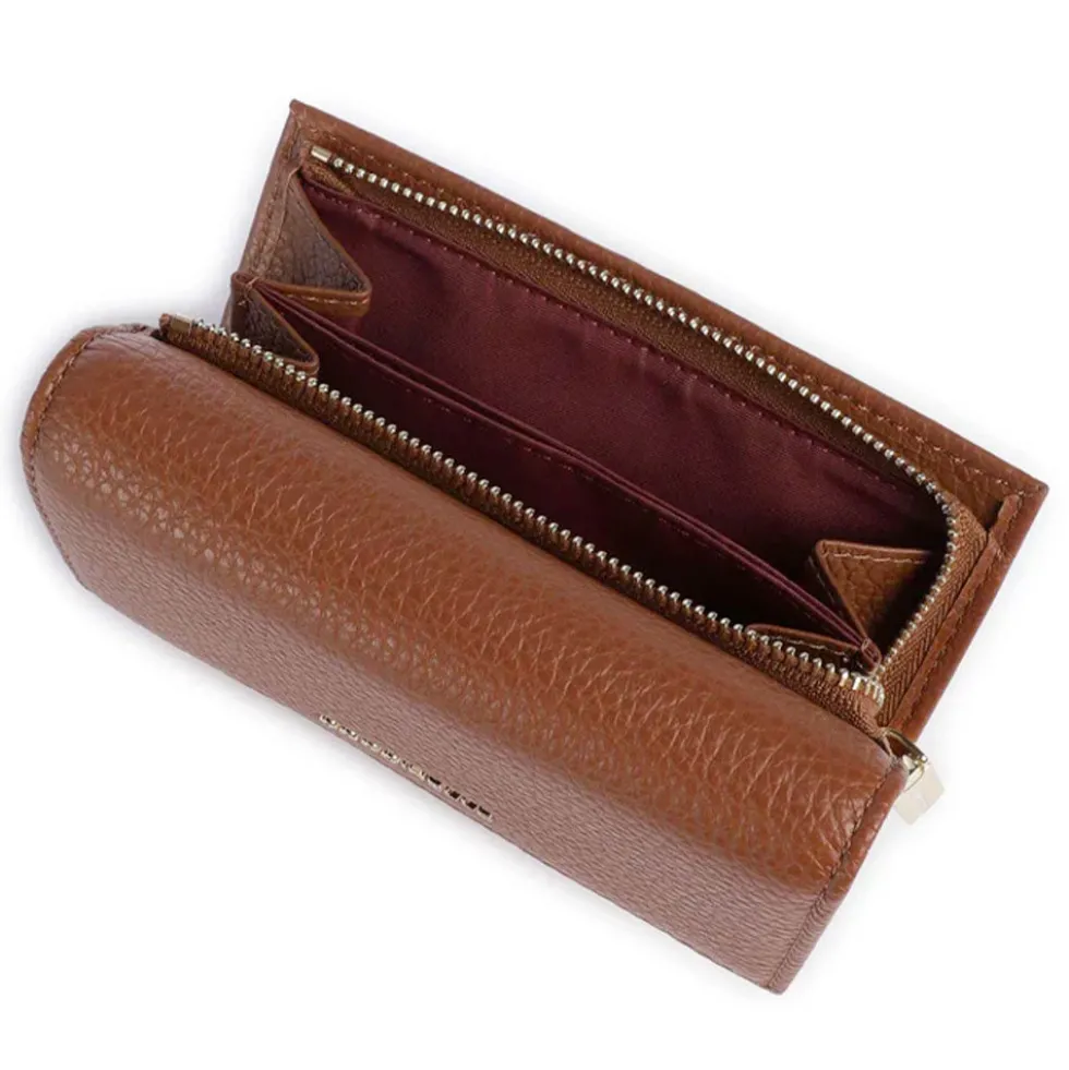 Portafoglio Piccolo COCCINELLE in Pelle Martellata Linea Metallic Soft colore Cognac