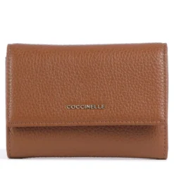 Portafoglio Piccolo COCCINELLE in Pelle Martellata Linea Metallic Soft colore Cognac