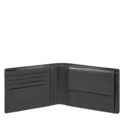 Portafoglio Piquadro Uomo con Portamonete in Pelle Chevron - Nero - PU257P16