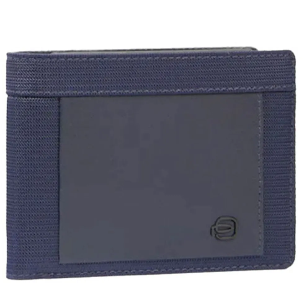 Portafoglio PIQUADRO Uomo con Portamonete In Tessuto e Pelle Blu Linea Orion - PU257S136R