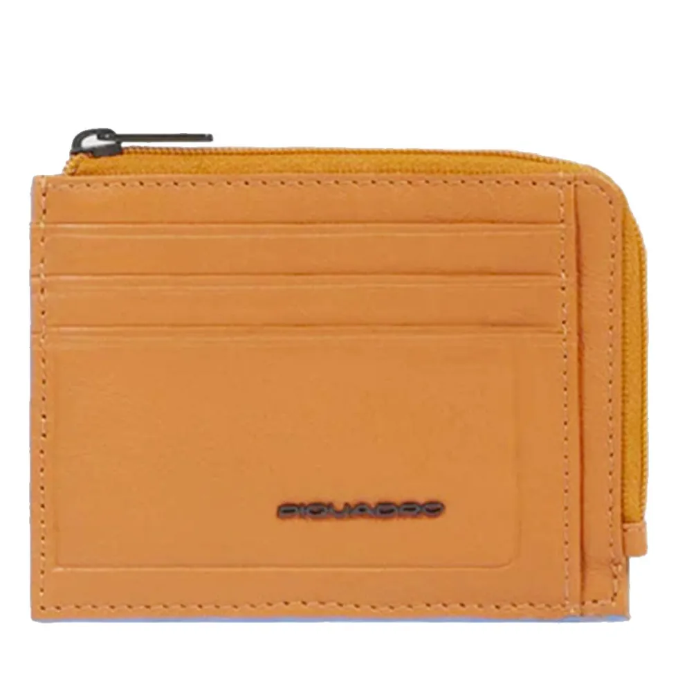 Portafoglio Porta Carte PIQUADRO In Pelle Arancione Linea Atlas Chiuso con Zip - PP4822S138R