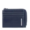 Portafoglio Porta Carte PIQUADRO In Pelle Blu Linea Blue Square Chiuso con Zip