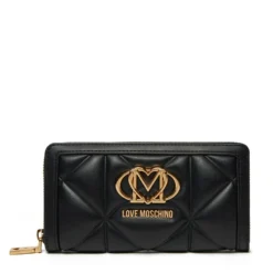 Portafoglio Trapuntato Zip Around LOVE MOSCHINO linea Embossed Nero