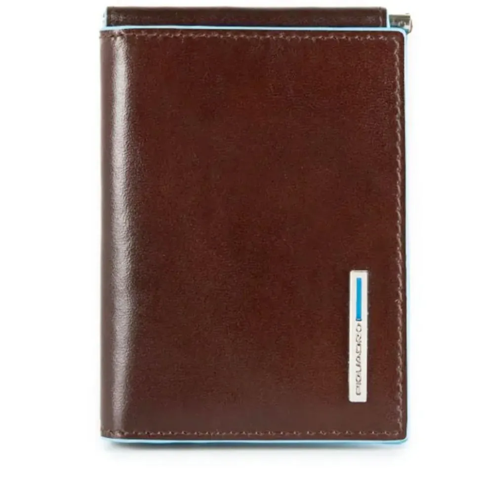 Portafoglio Uomo con Ferma Banconote PIQUADRO In Pelle Mogano Linea Blue Square - PU3890B2R