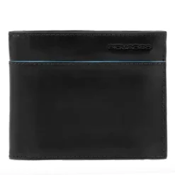 Portafoglio Uomo con Portacarte PIQUADRO In Pelle Nera Linea Revamp - PU3891B2VR
