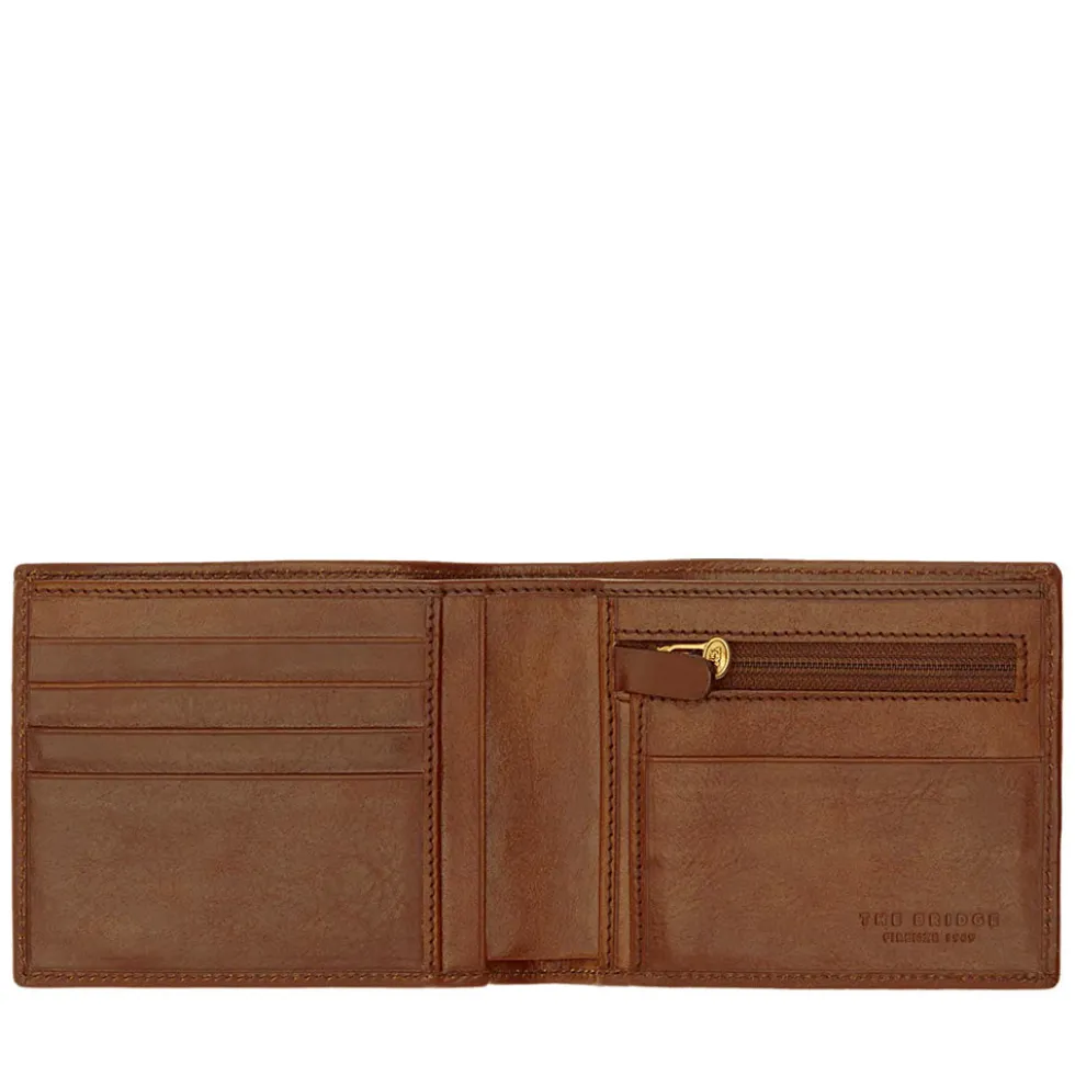 Portafoglio Uomo con Portamonete con Zip THE BRIDGE In Pelle Marrone linea Story