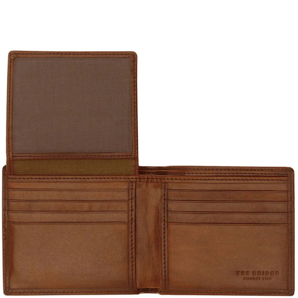 Portafoglio Uomo Portacarte con Pattina THE BRIDGE In Pelle Marrone linea Story Made in Italy