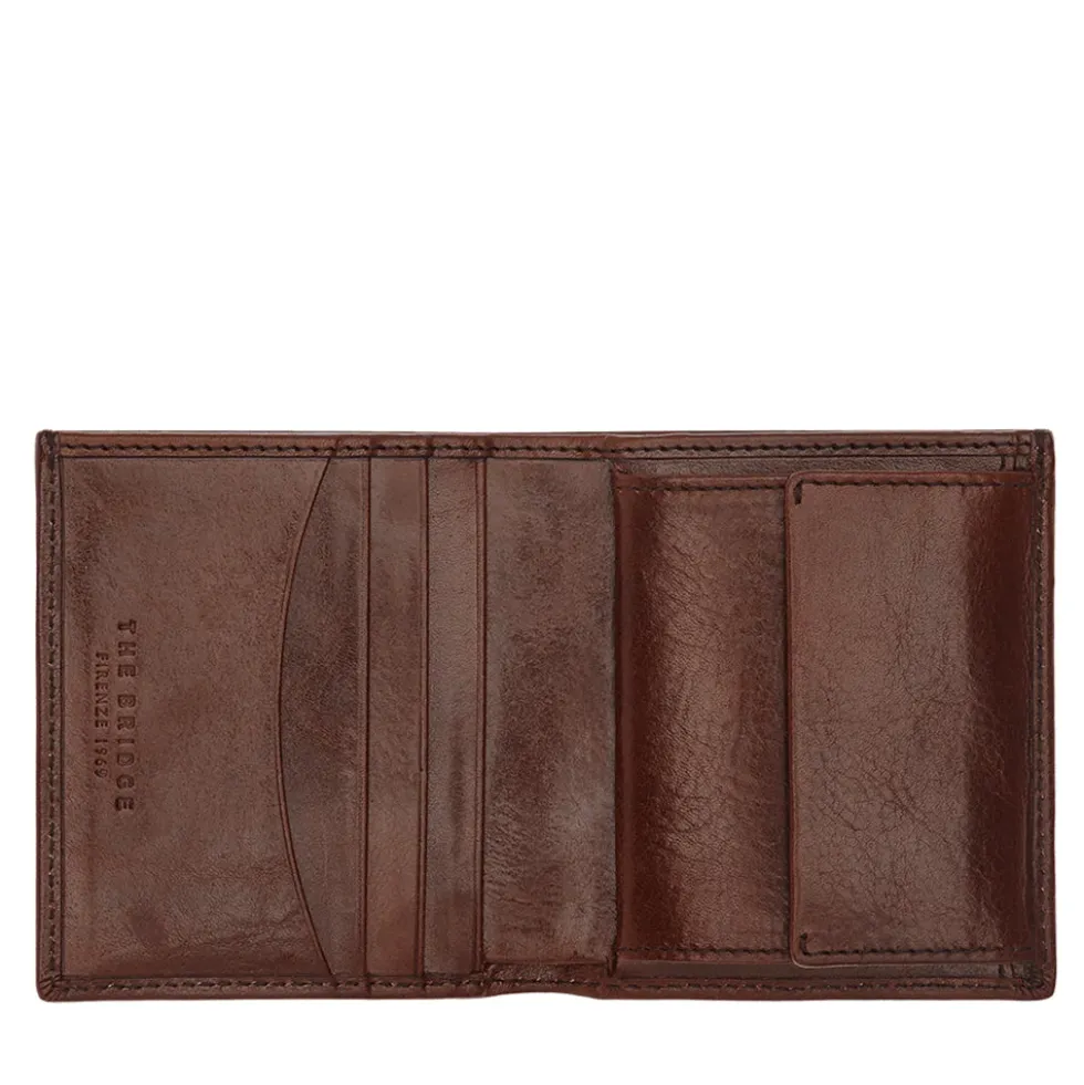Portafoglio Uomo Verticale con Portamonete THE BRIDGE In Pelle Marrone linea Story