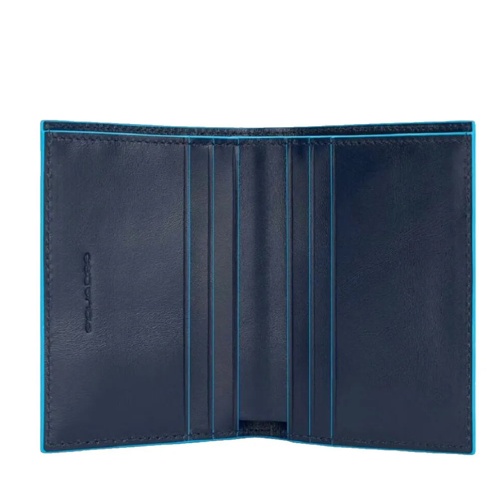 Portafoglio Uomo Verticale PIQUADRO in Pelle Blu Linea Blue Square- PU5962B2R
