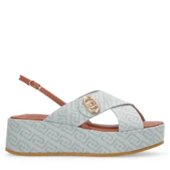 Sandali Donna con Zeppa LIU JO Flo 03 in Denim Monogram Light Blue