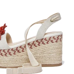 Sandali Donna con Zeppa LIU JO Bali 02 in Cavas Beige e Rosso Corallo