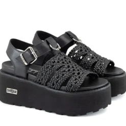 Sandali Donna CULT Nancy 4749 in Pelle Intrecciata Nera