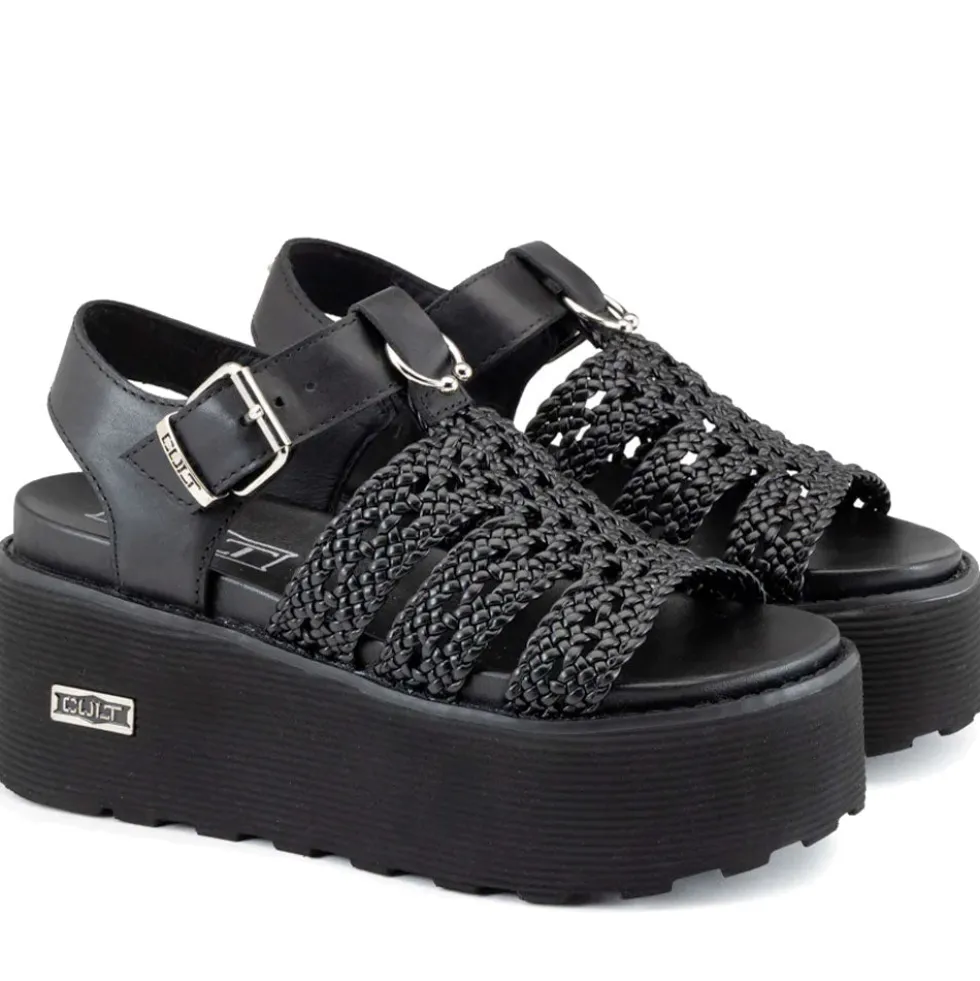 Sandali Donna CULT Nancy 4749 in Pelle Intrecciata Nera