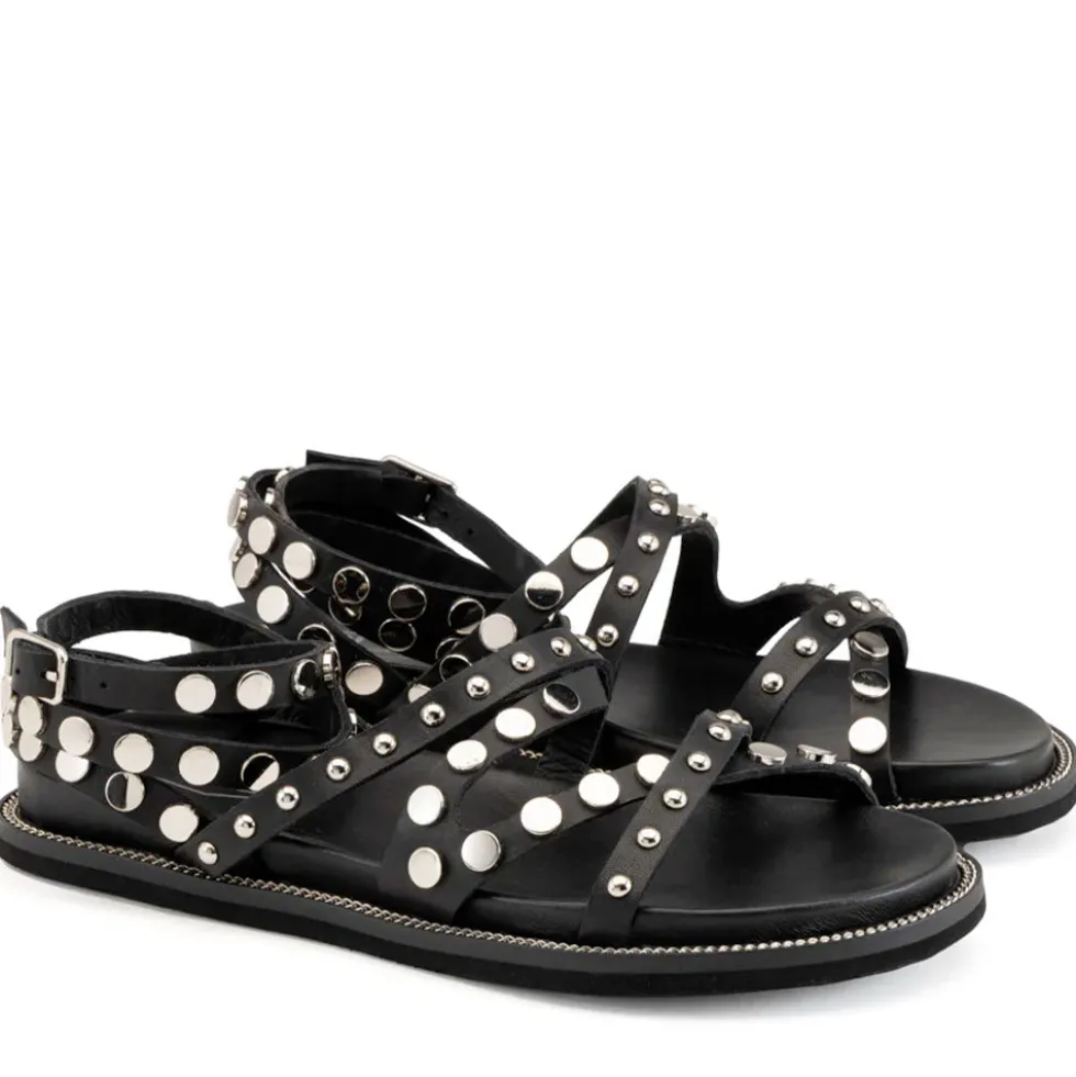 Sandali Donna CULT Roshelle 3886 in Pelle Colore Nera con Borchie Piatte