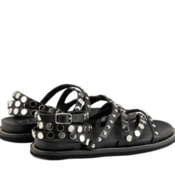 Sandali Donna CULT Roshelle 3886 in Pelle Colore Nera con Borchie Piatte