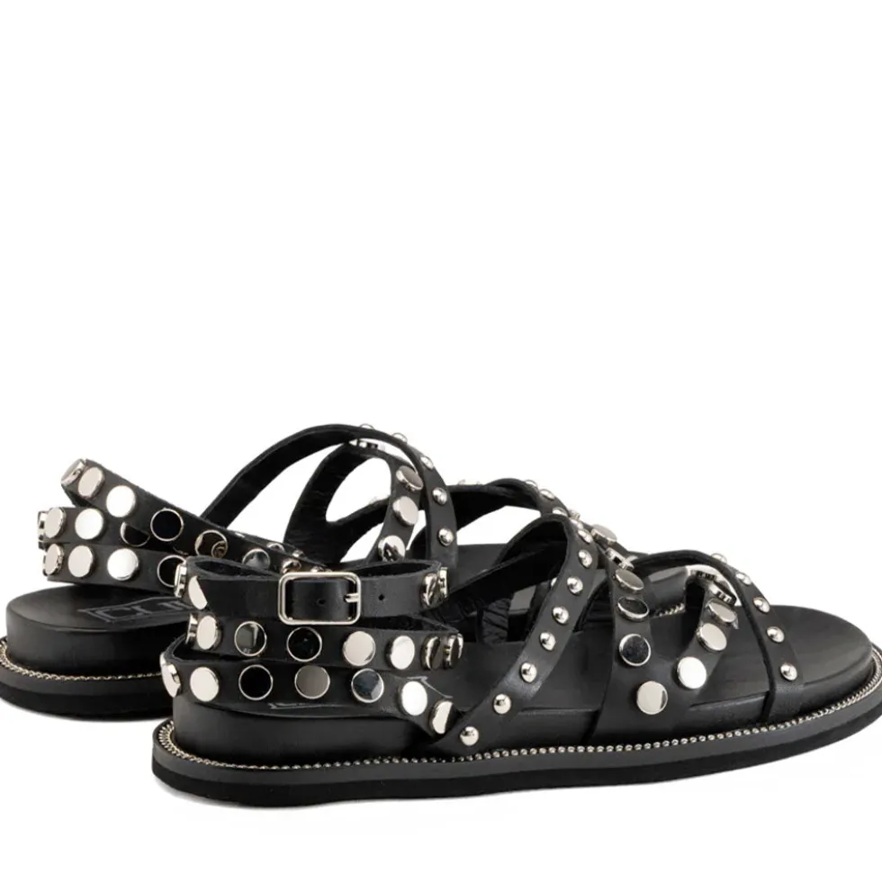 Sandali Donna CULT Roshelle 3886 in Pelle Colore Nera con Borchie Piatte