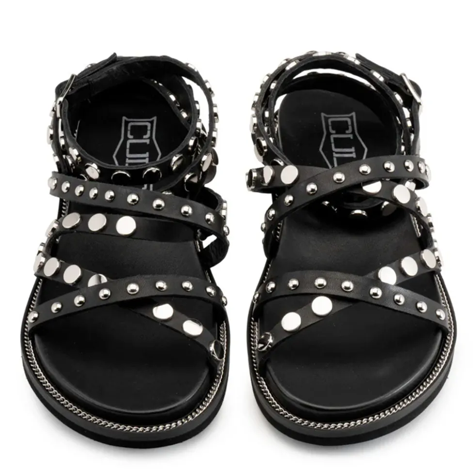 Sandali Donna CULT Roshelle 3886 in Pelle Colore Nera con Borchie Piatte