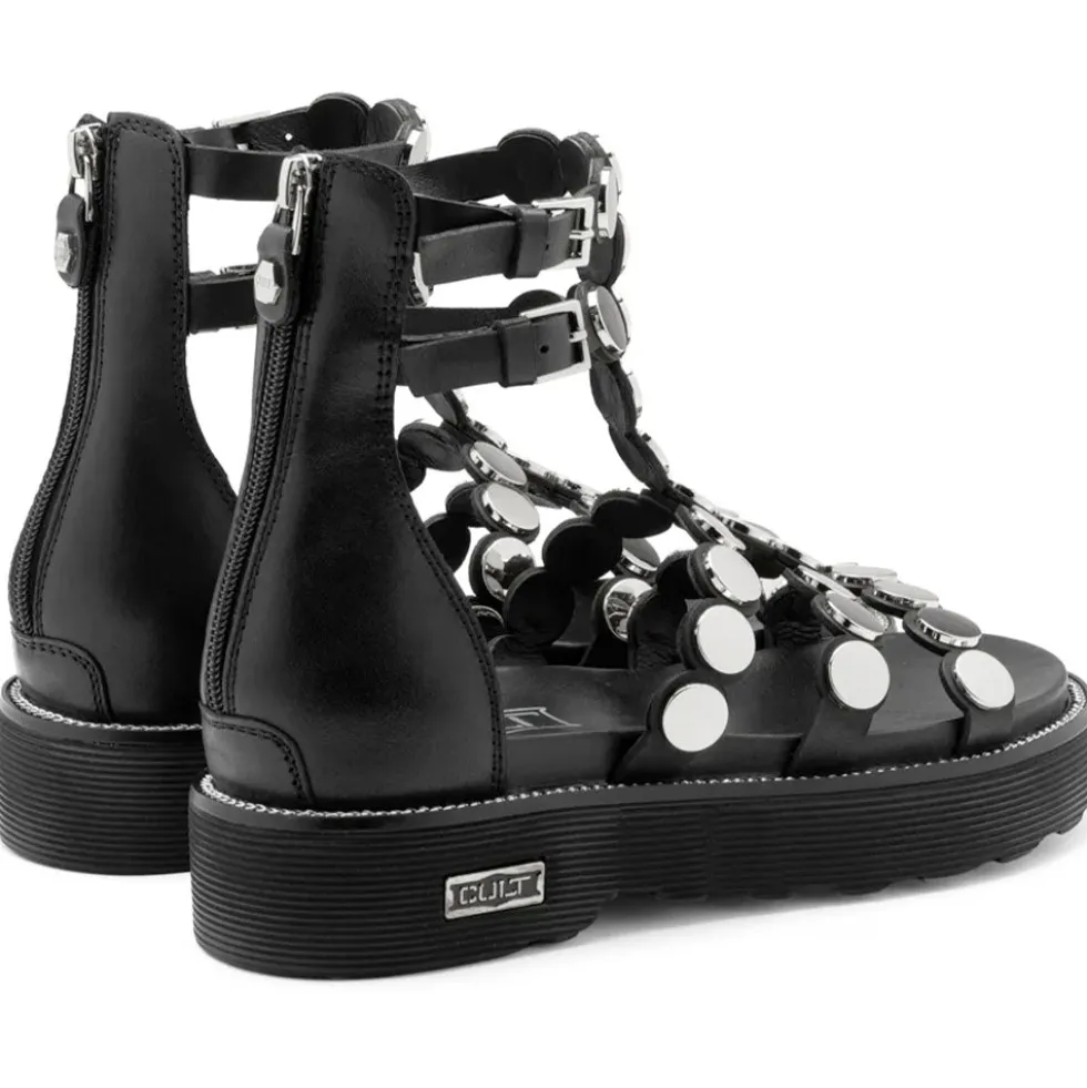 Sandali Donna CULT Ziggy 4771 in Pelle Nera con Borchie Piatte Applicate