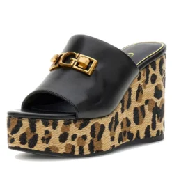 Sandali Donna GUESS con Zeppa Linea Evenza Colore Nero e Animalier