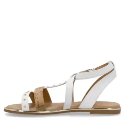 Sandali Flat 1A Classe Alviero Martini in Eco Nappa Bianca e stampa Geo Classic 2451