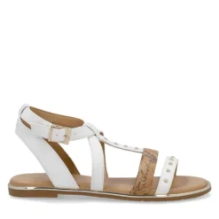 Sandali Flat 1A Classe Alviero Martini in Eco Nappa Bianca e stampa Geo Classic 2451