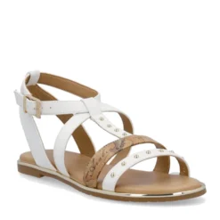 Sandali Flat 1A Classe Alviero Martini in Eco Nappa Bianca e stampa Geo Classic 2451