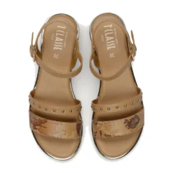 Sandali Flat 1A Classe Alviero Martini in Eco Nappa stampa Geo Classic 2452