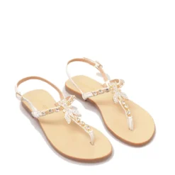 Sandali Infradito Flat PATRIZIA PEPE Girl linea Fly Gioiello Sandal in Pelle Bianca