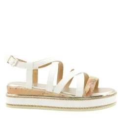 Sandali Platform 1A Classe Alviero Martini in Eco Nappa Bianco Sporco 2484
