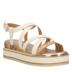 Sandali Platform 1A Classe Alviero Martini in Eco Nappa Bianco Sporco 2484